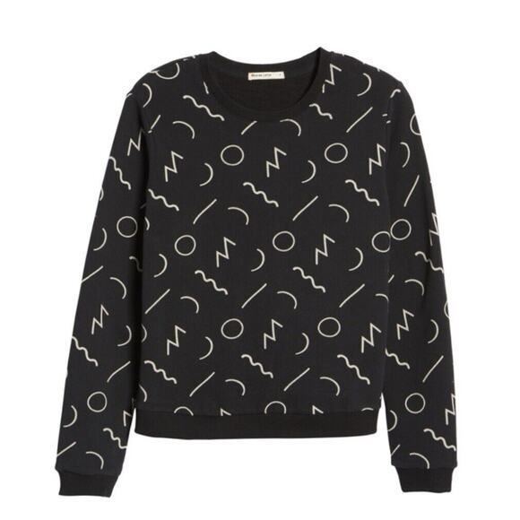 NWT Marine Layer Anytime Black Noodle Print Crewneck Sweatshirt - Picture 3 of 6